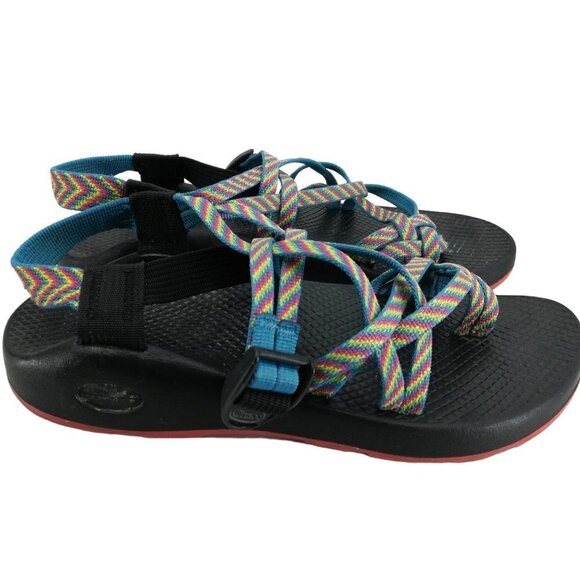 Chaco ZX/2 Rainbow Braided Sandals Size 8 Rainbow Vibram Fiesta Toe Loop Hiking - Picture 8 of 13